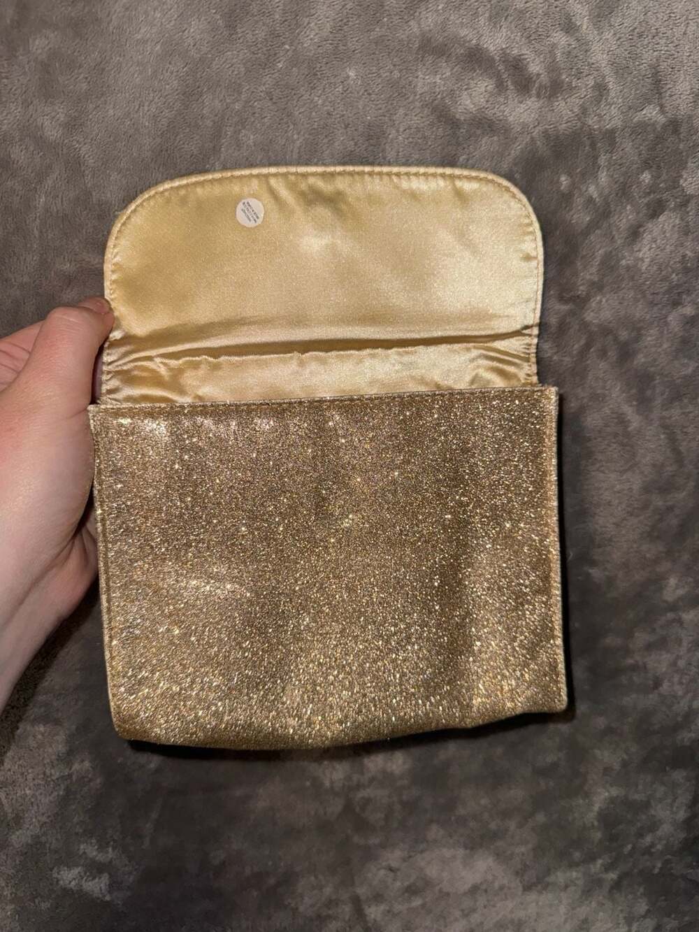bareMinerals Gold Glitter Cosmetic Makeup Clutch Bag - Picture 5 of 6